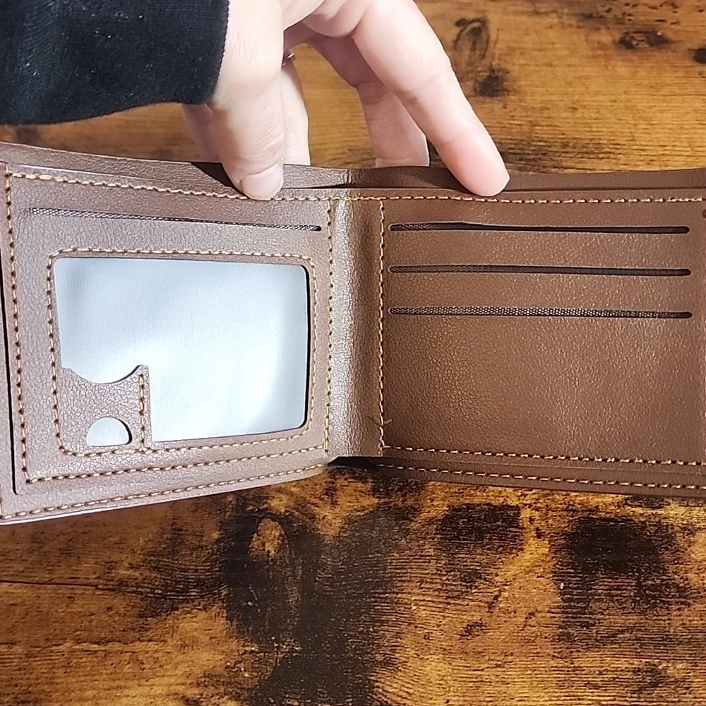 3pcs/Set Men's Pu Leather Short Wallet, Fashionable Plaid Soft Wallet, Large